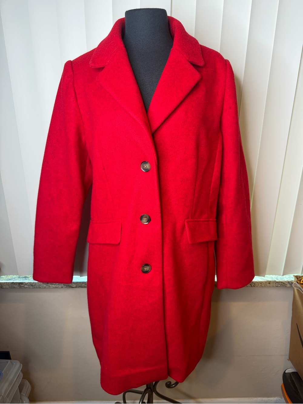LAUNDRY BY SHELLI SEGAL Women's Faux Wool Coat with Notch Size XL